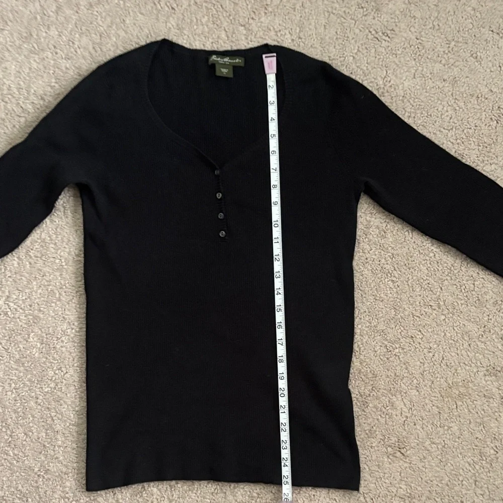 Eddie Bauer Black Ribbed Henley Sweater - Picture 4 of 6